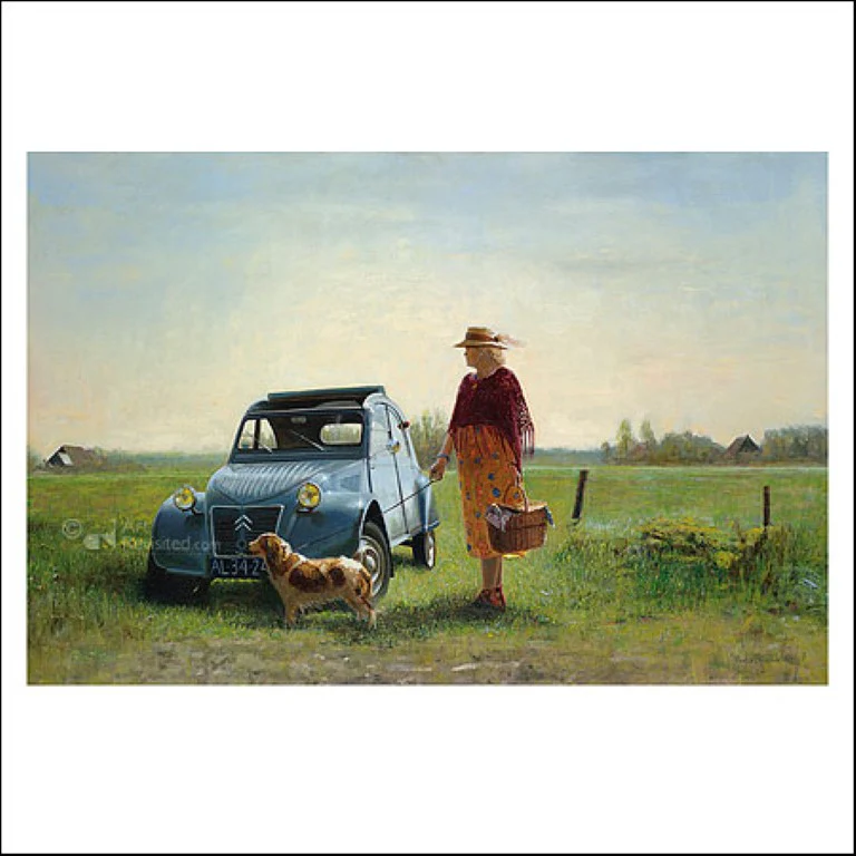 2 CV, 1956 by Martin Sijbesma - 6 X 6 Inches (Greeting Card)