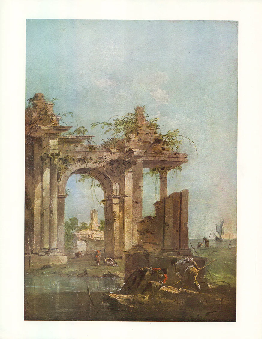 A Caprice with Ruins on the Seashore by Guardi - 13 X 16 Inches (Art Print)