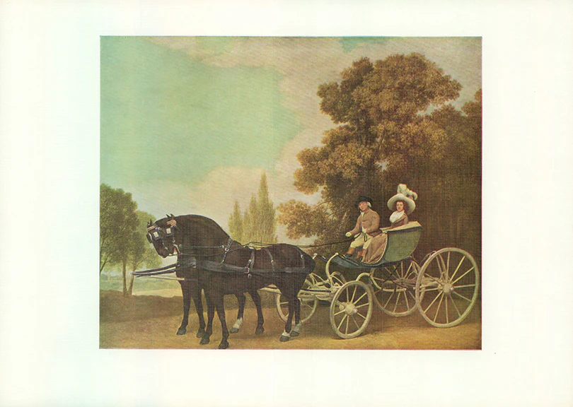 A Lady and Gentleman in a Carriage by George Stubbs - 8 X 12 Inches (Offset Lithograph)