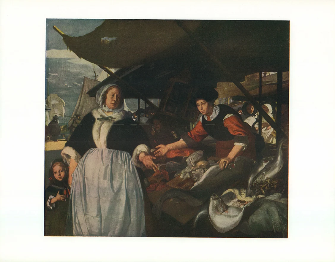 Adriana van Heusden and her Daughter at the Fishmarket in Amsterdam by Emanuel de Witte - 12 X 16 Inches (Art Print)