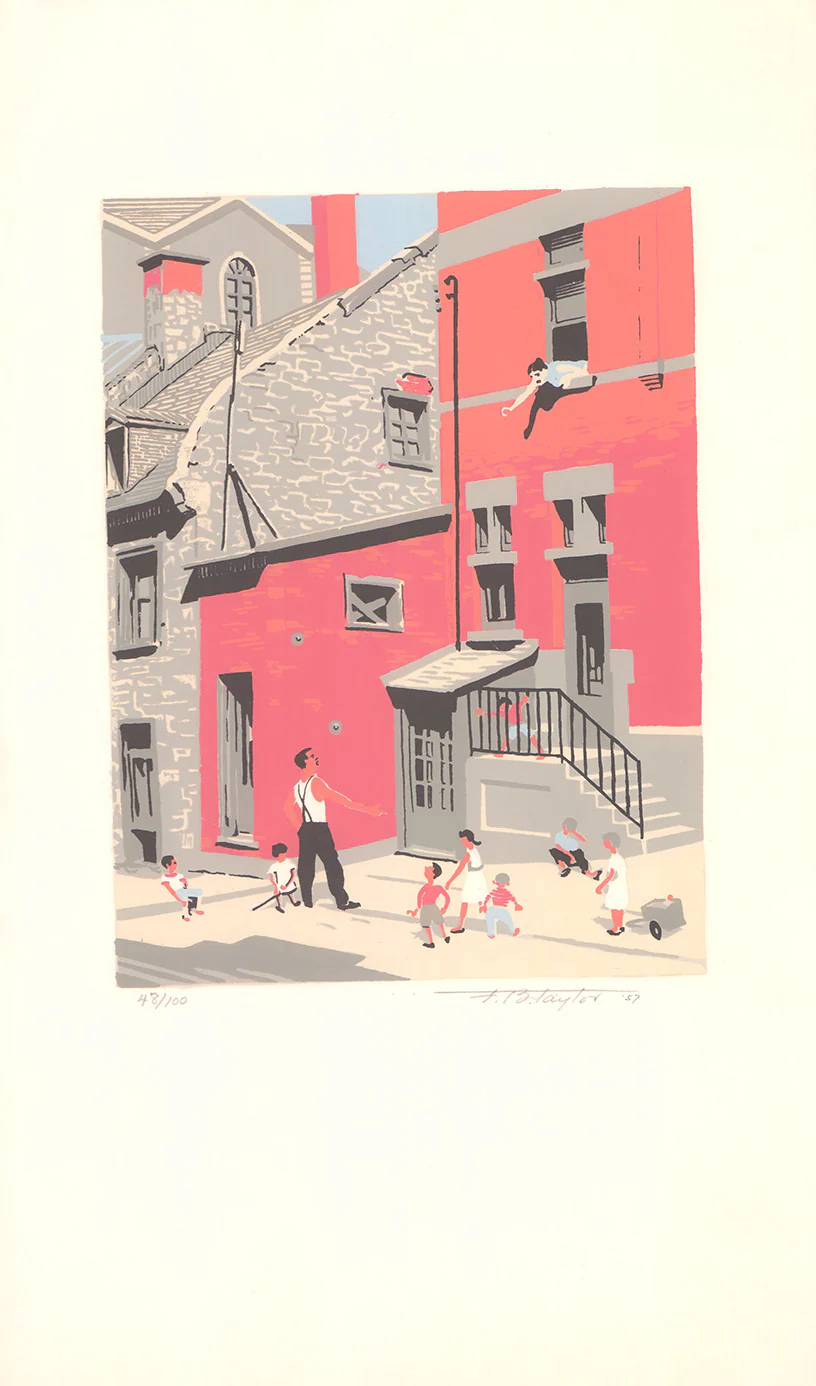 Altercation, Montreal, 1957 by Frederick Bourchier Taylor - 12 X 17 Inches (Lithograph Numbered & Signed) 48/100