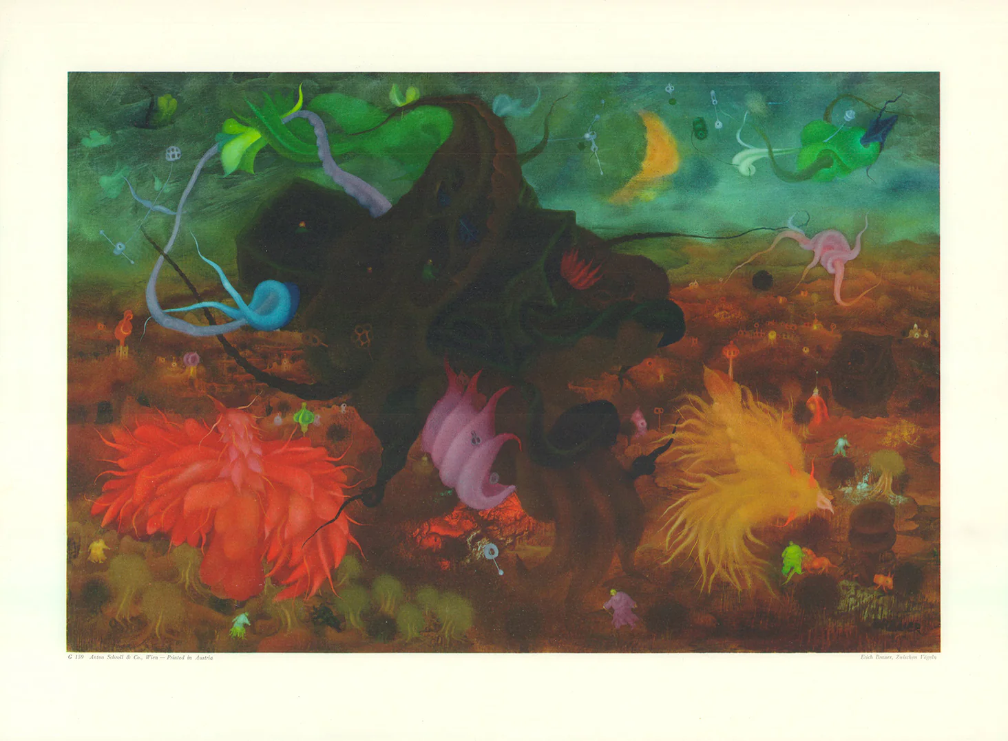 Between Birds by Arik Brauer - 16 X 21 inches (Art Print)