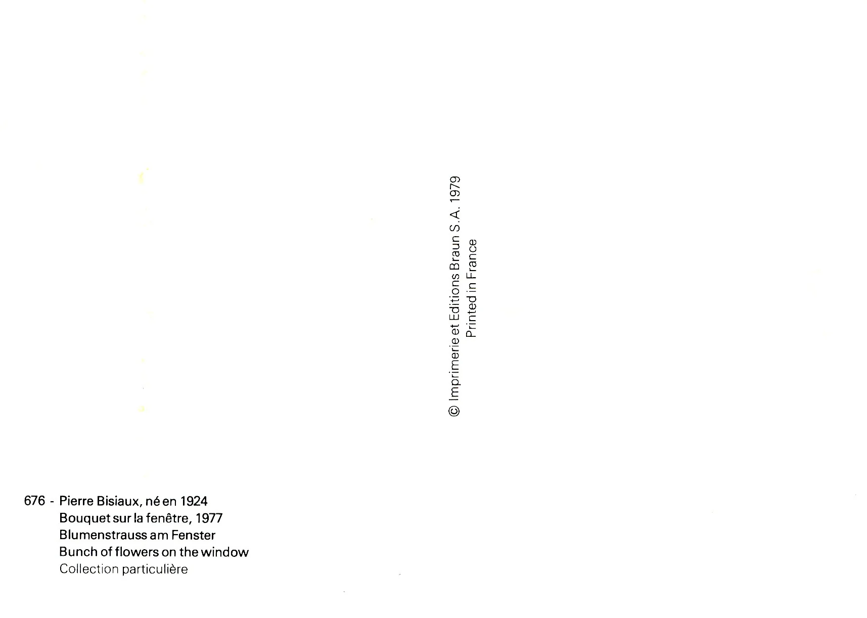 Bouquet sur la fenêtre, 1977 by Pierre Bisiaux - 4 X 6 Inches (10 Postcards) - Image 2
