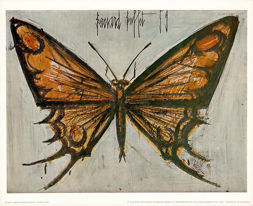 Butterfly, 1959 by Bernard Buffet - 10 X 12 Inches (Art Print)