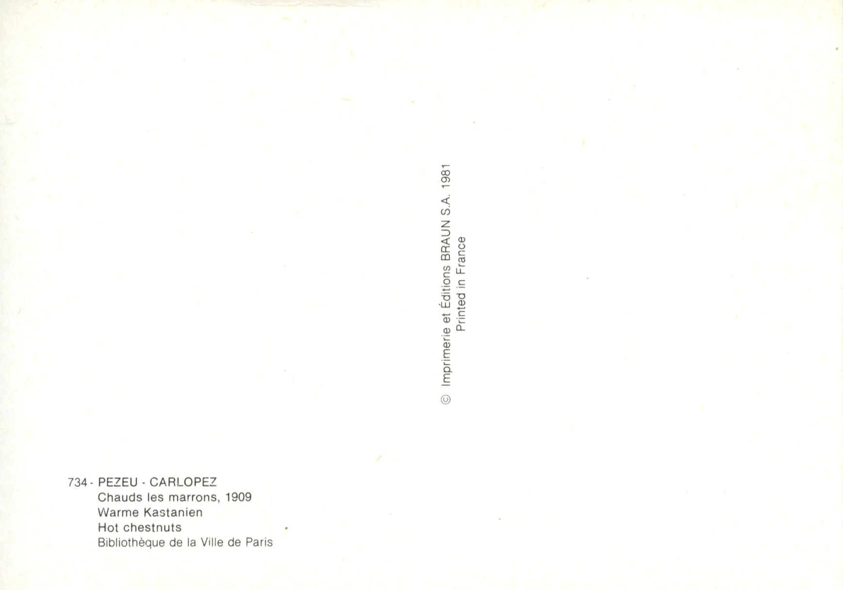 Chauds les Marrons, 1909 by Pezeu Carlopez - 4 X 6 Inches (10 Postcards) - Image 2