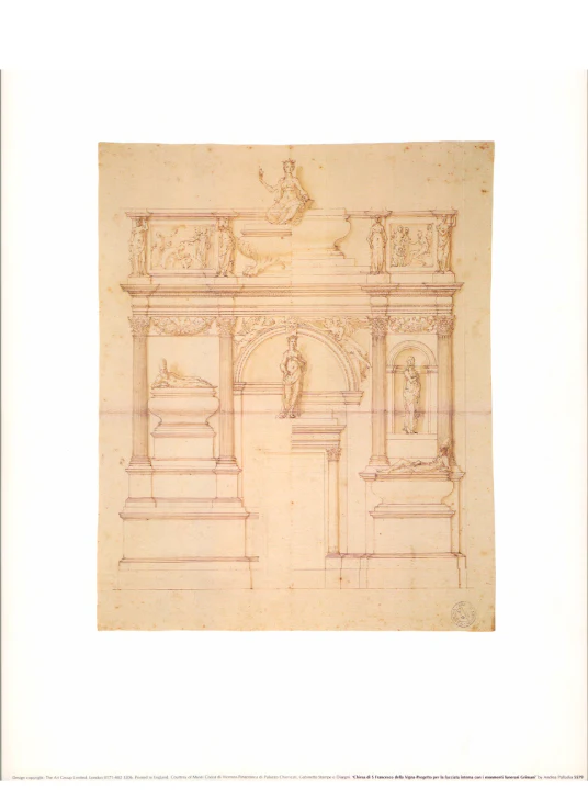 Chiesa di S Francesco della Vigna-Progetto per la Facciata Intera con i Monmenti Funerari Grimani by Andrea Palladio - 12 X 16 Inches (Art Print).