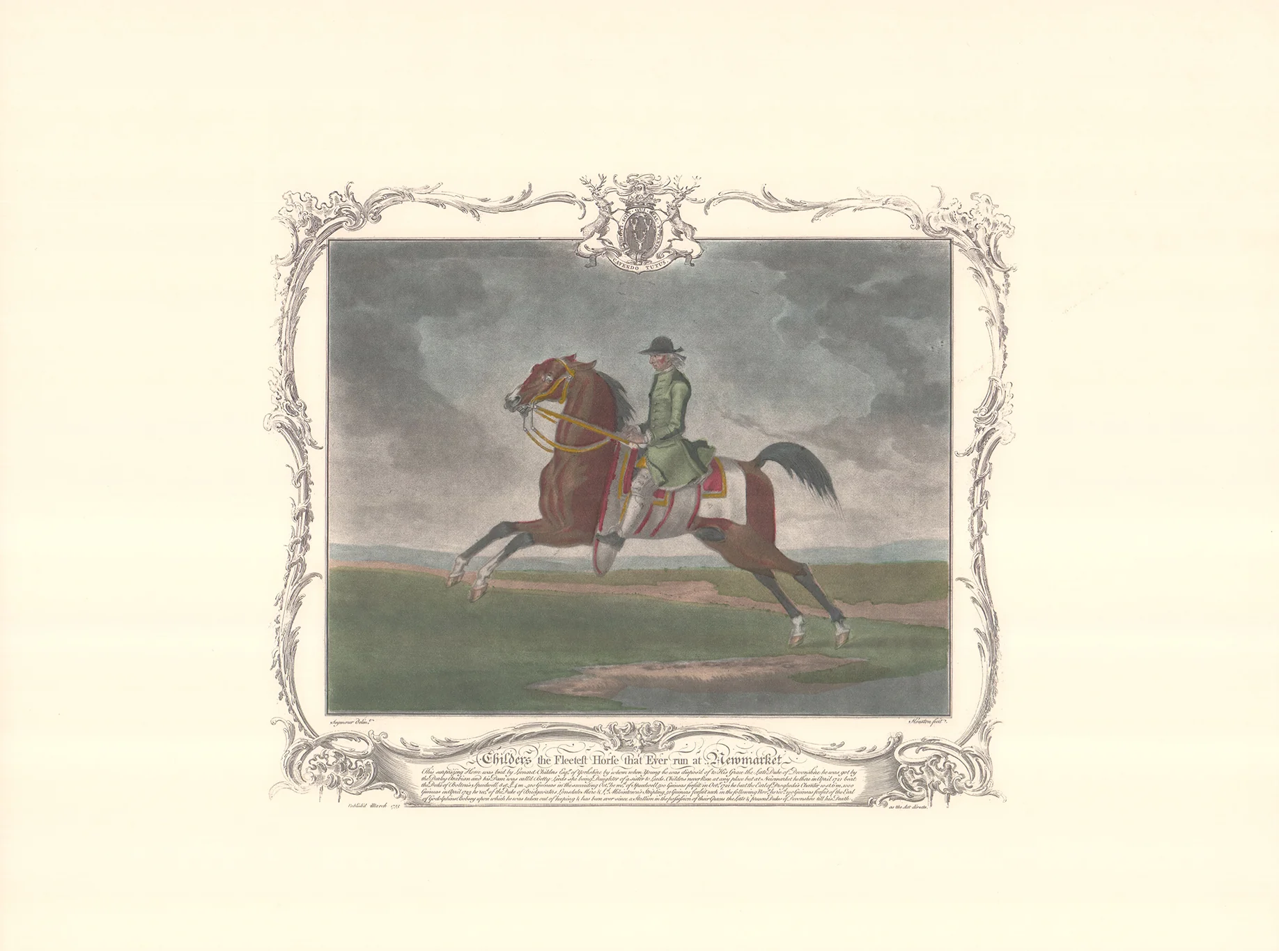 Childers the Fleetest Horse that Ever Run at Newmarket by James Seymour - 20 X 26 Inches (Hand Colored Watercolor)