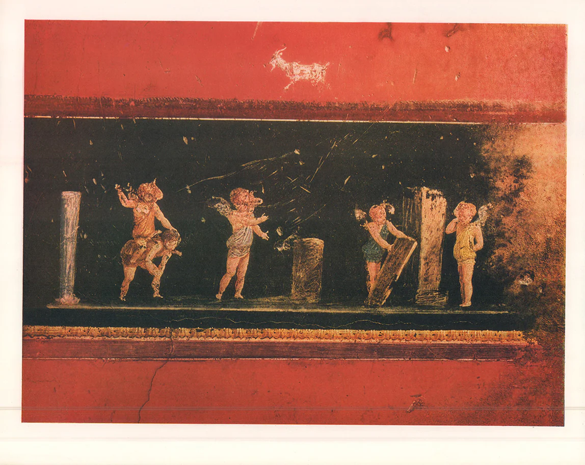 Cupid Frieze B, House of the Vettii, Pompeii - 13 X 16 Inches (Offset Lithograph Fine Art Print)