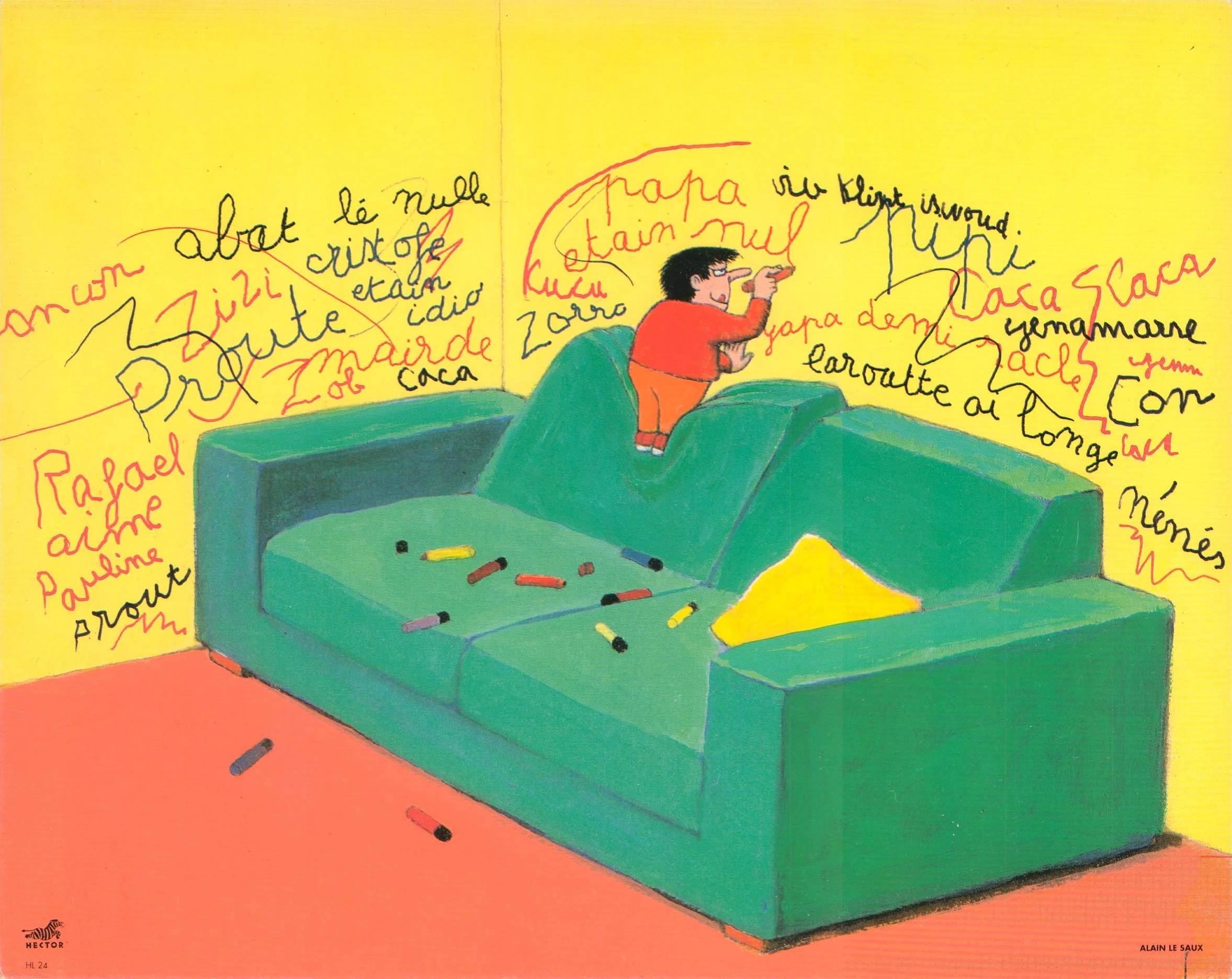 Daddy Does Not Like me Writing on the Walls by Alain Le Saux - 10 X 12 Inches (Art Print)