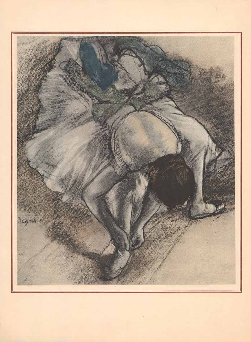 Danseuse Baissee Nouant son Chausson by Edgar Degas - 12 X 16 Inches (Offset Lithograph)