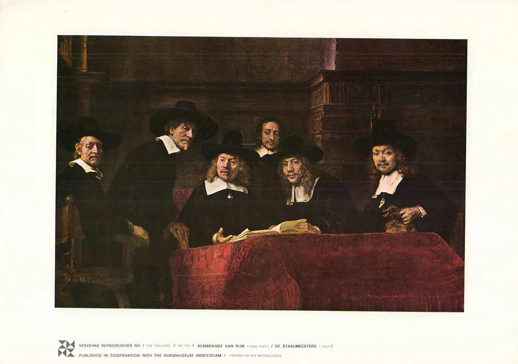 De Staalmeesters 1661 by Rembrandt - 11 X 16 Inches (Art Print)