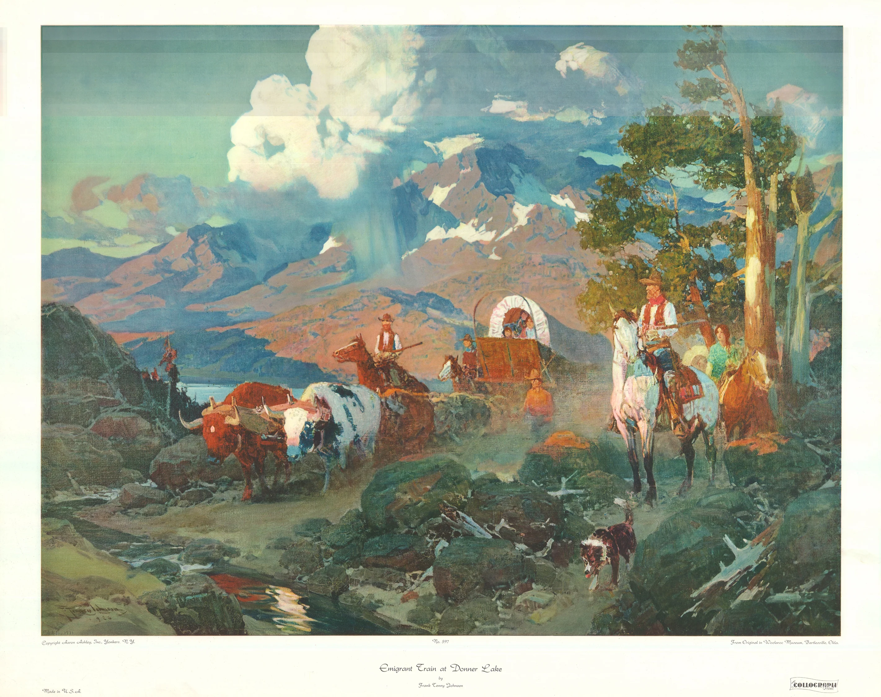 Emigrant Train at Donner Lake by Frank Tenney Johnson  - 32 X 40 Inches (Offset Lithograph)