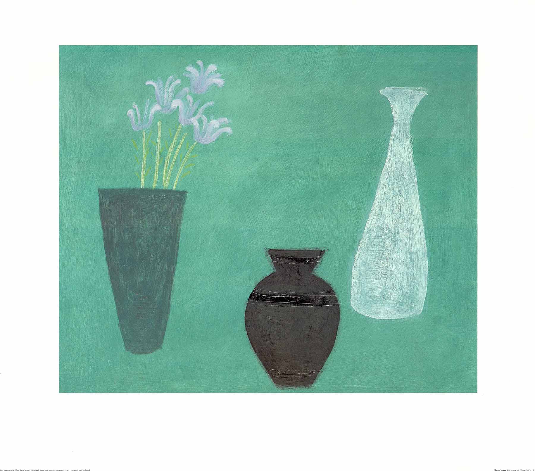 Three Vases by Emma Mclure - 23 X 25 Inches (Art Print)