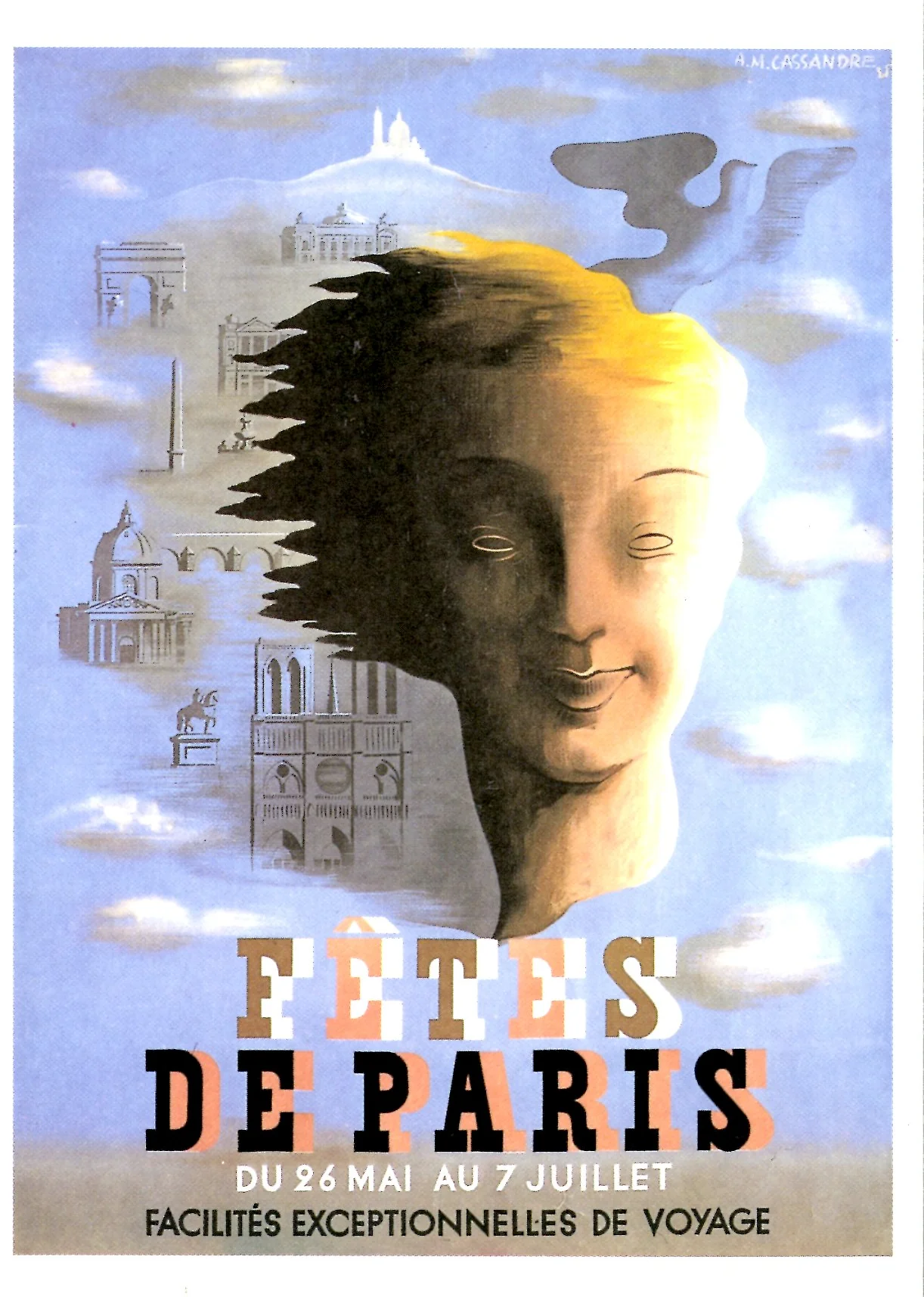 Fêtes de Paris, 1935 by Cassandre - 4 X 6 Inches (10 Postcards)