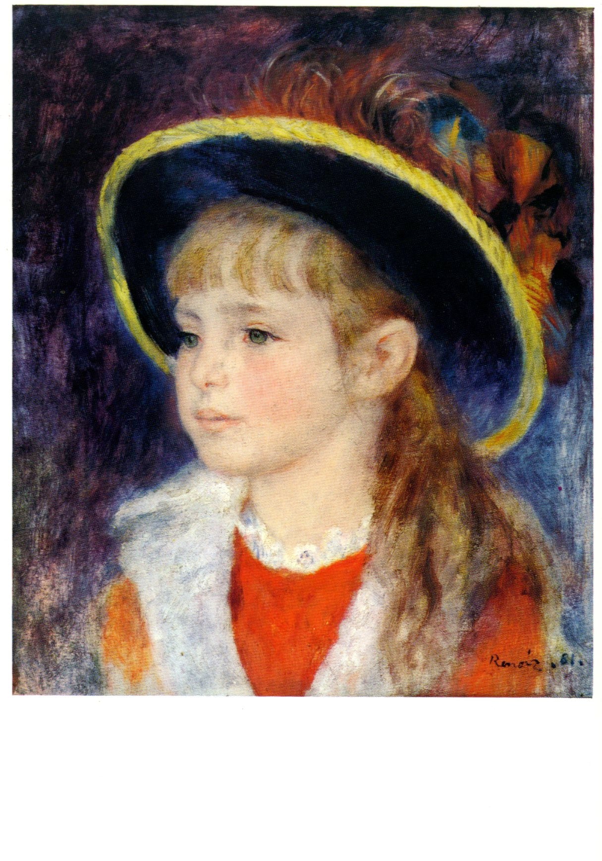 Fillette au Chapeau Bleu by Pierre Auguste Renoir - 4 X 6 Inches (10 Postcards)