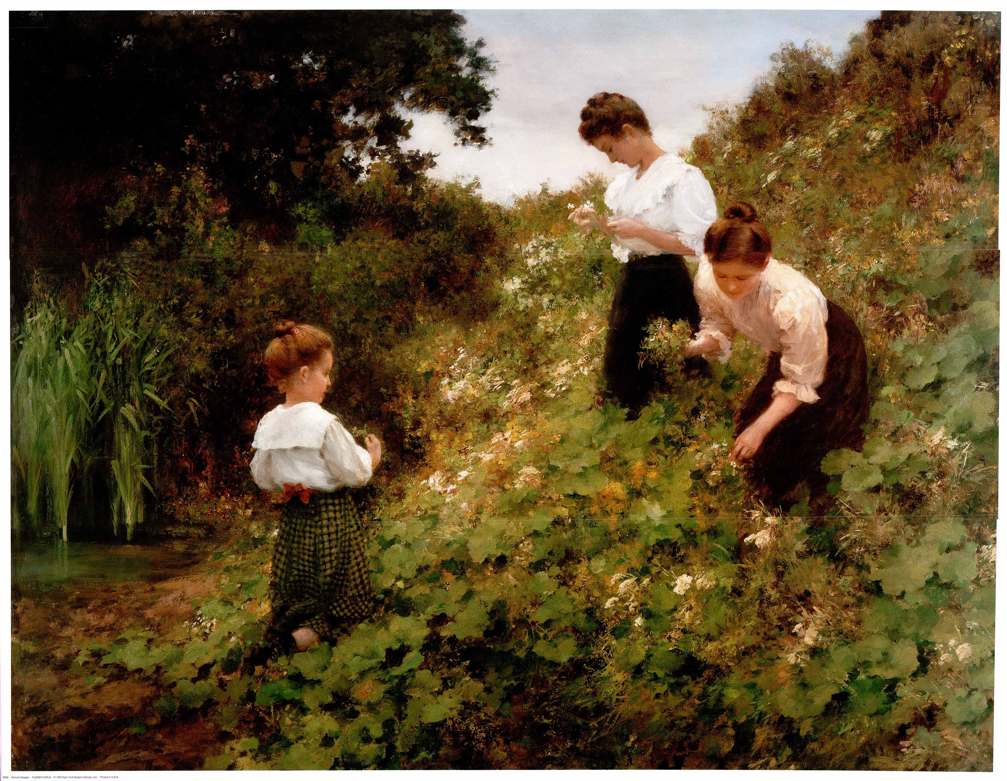 Flower Girls by Hermann Seeger - 35 X 44 Inches (Art Print)