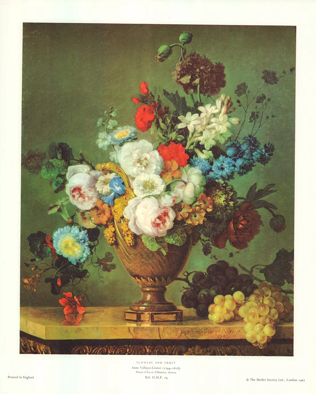 Flowers and Fruit by Anne Vallayer-Coster - 15 X 19 Inches (Art Print)
