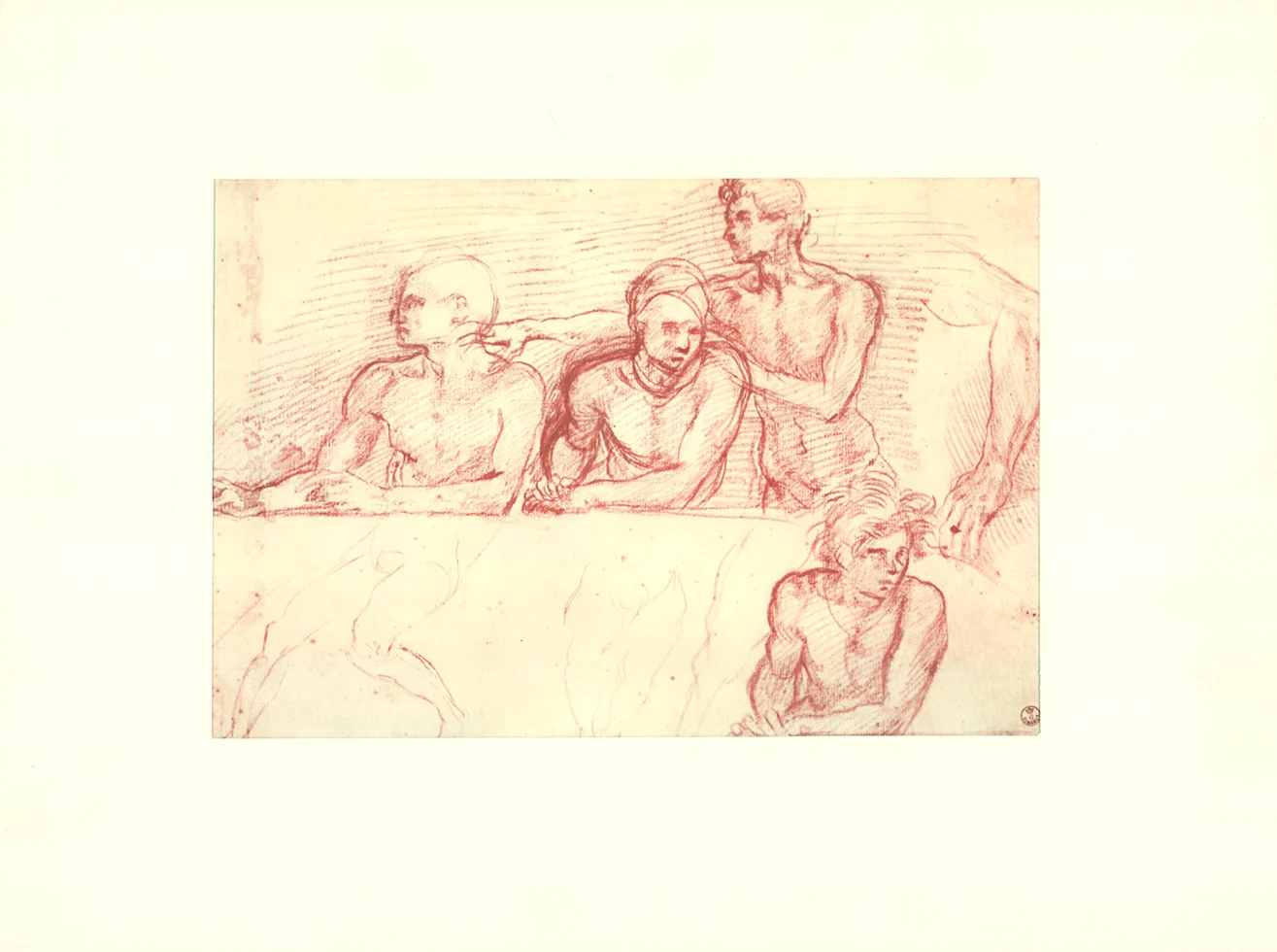 Four Studies of Apostles by Andrea del Sarto - 14 X 18 Inches (Offset Lithograph with Matte Fine Art Print)