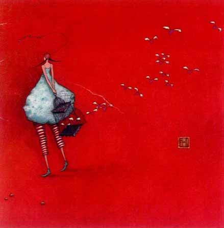 Free Heart Birds by Gaelle Boissonnard - 6 X 6 Inches (Greeting Card)