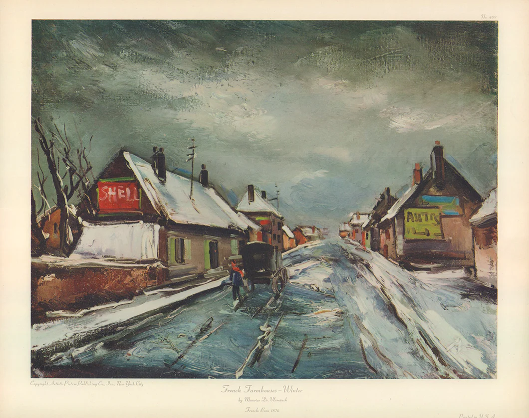 French Farmhouses, Winter by Maurice de Vlaminck - 12 X 15 Inches (Art Print)