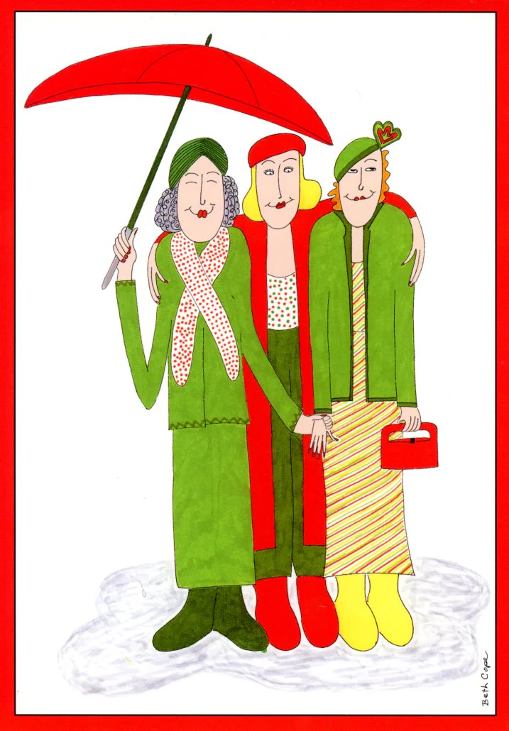 Friends in Rain by Beth Cope - 5 X 7 Inches (Greeting Card)