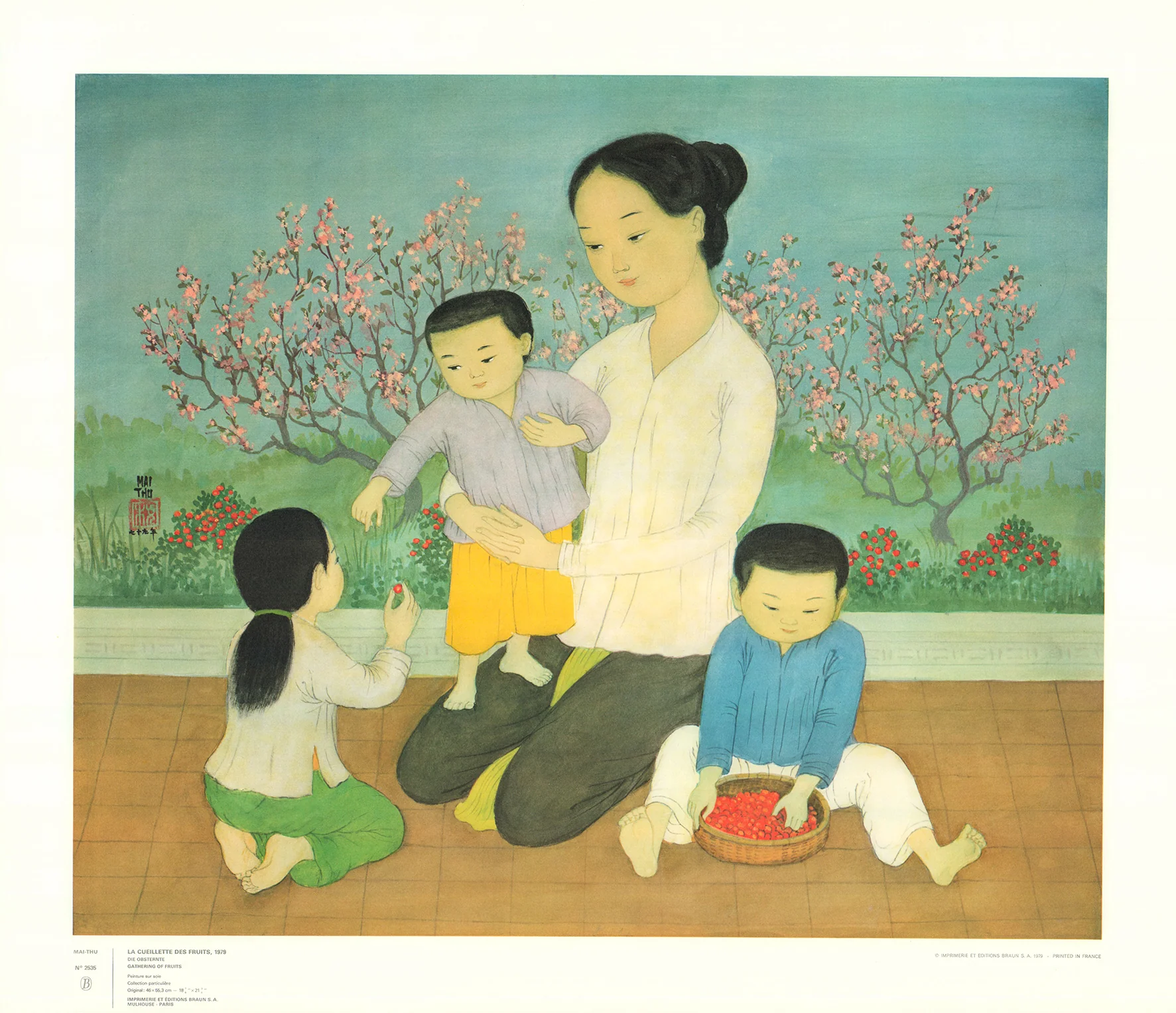 Gathering of Fruits, 1979 by Mai Trung Thu - 22 X 25 Inches (Art Print)