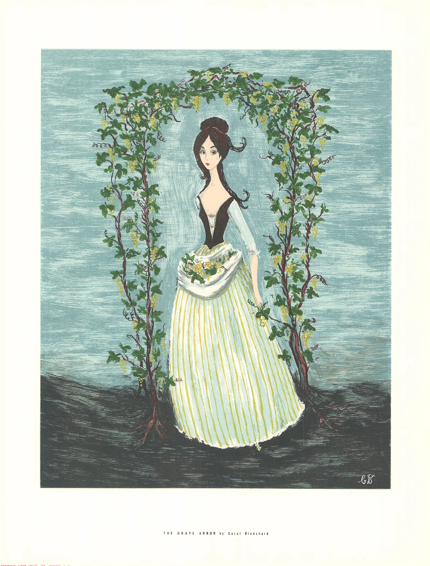 Grape Arbor by Carol Blanchard - 20 X 26 Inches (Offset Lithograph Hand Colored)