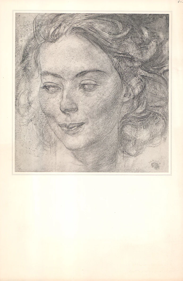 Head of a Girl by F. H. Varley - 11 X 17 Inches (Offset Lithograph Signed)