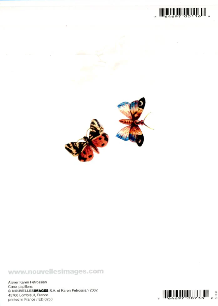 Heart Butterflies by Karen Petrossian - 5 X 7 Inches (Greeting Card) - Image 2