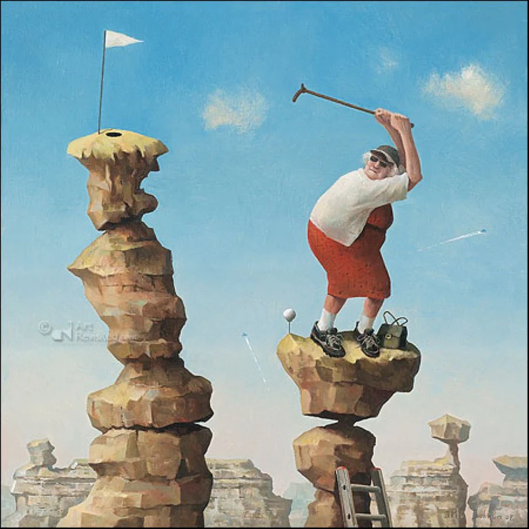 Hit it Granny by Marius van Dokkum - 6 X 6 Inches (Greeting Card)