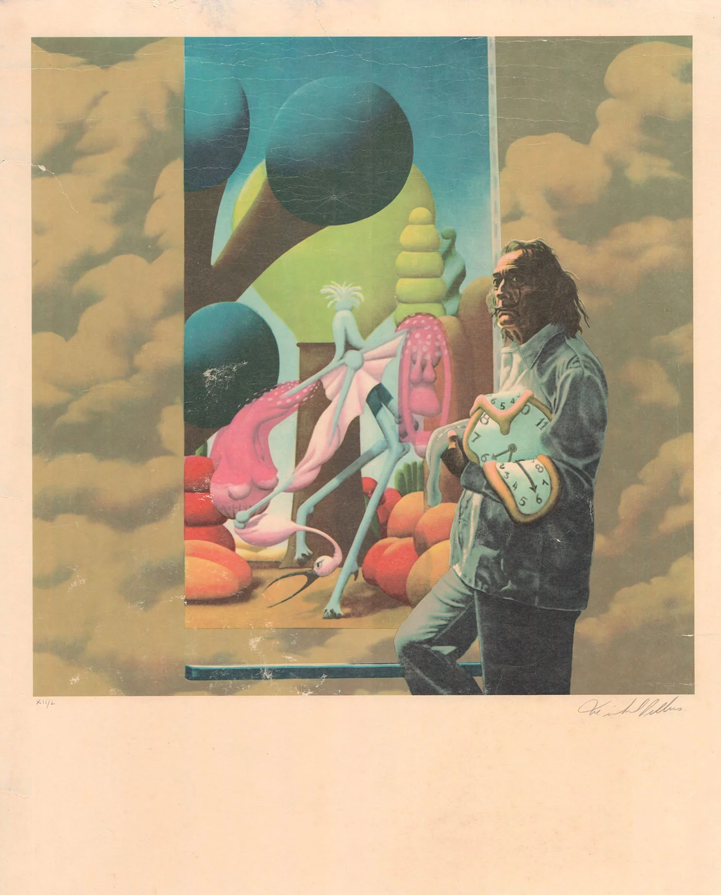 Hommage a Dali by Michel Pellus - 22 X 27 Inches (Lithograph Numbered & Signed) XII/L