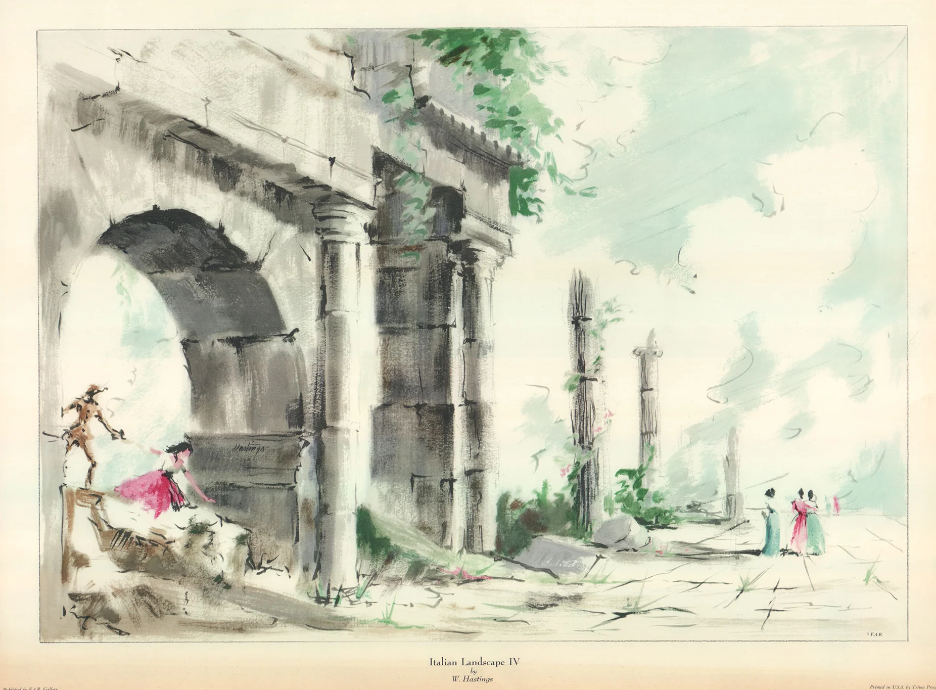 Italian Landscape IV by W. Hastings - 20 X 27 Inches (Offset Lithograph)