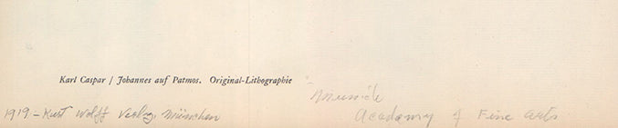 Johannes and Patmos, 1919 by Karl Caspar - 10 X 14 Inches (Lithograph Signed and Titled) - Image 4