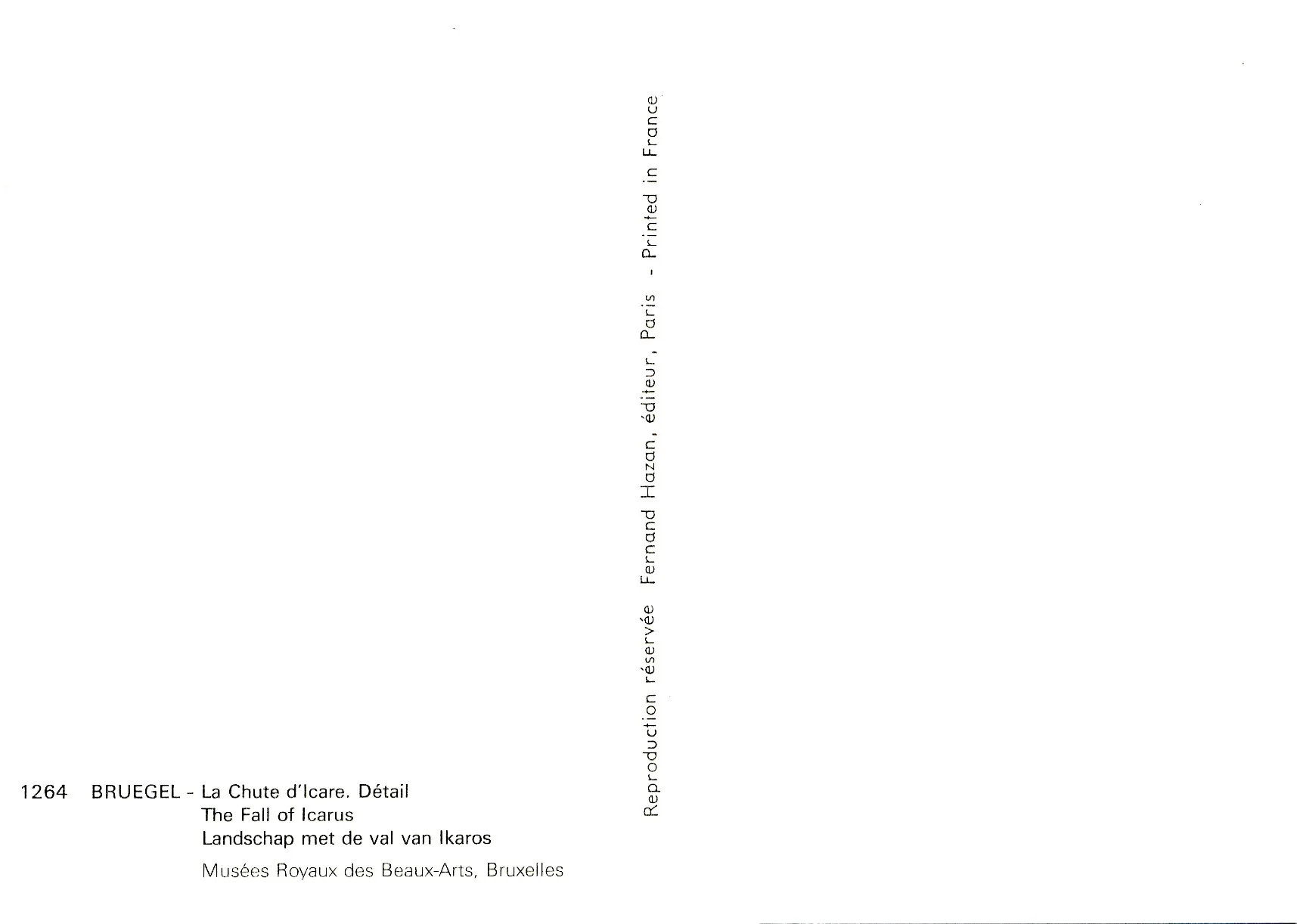 La Chute d'Icare by Peter Bruegel - 4 X 6 Inches (10 Postcards) - Image 2