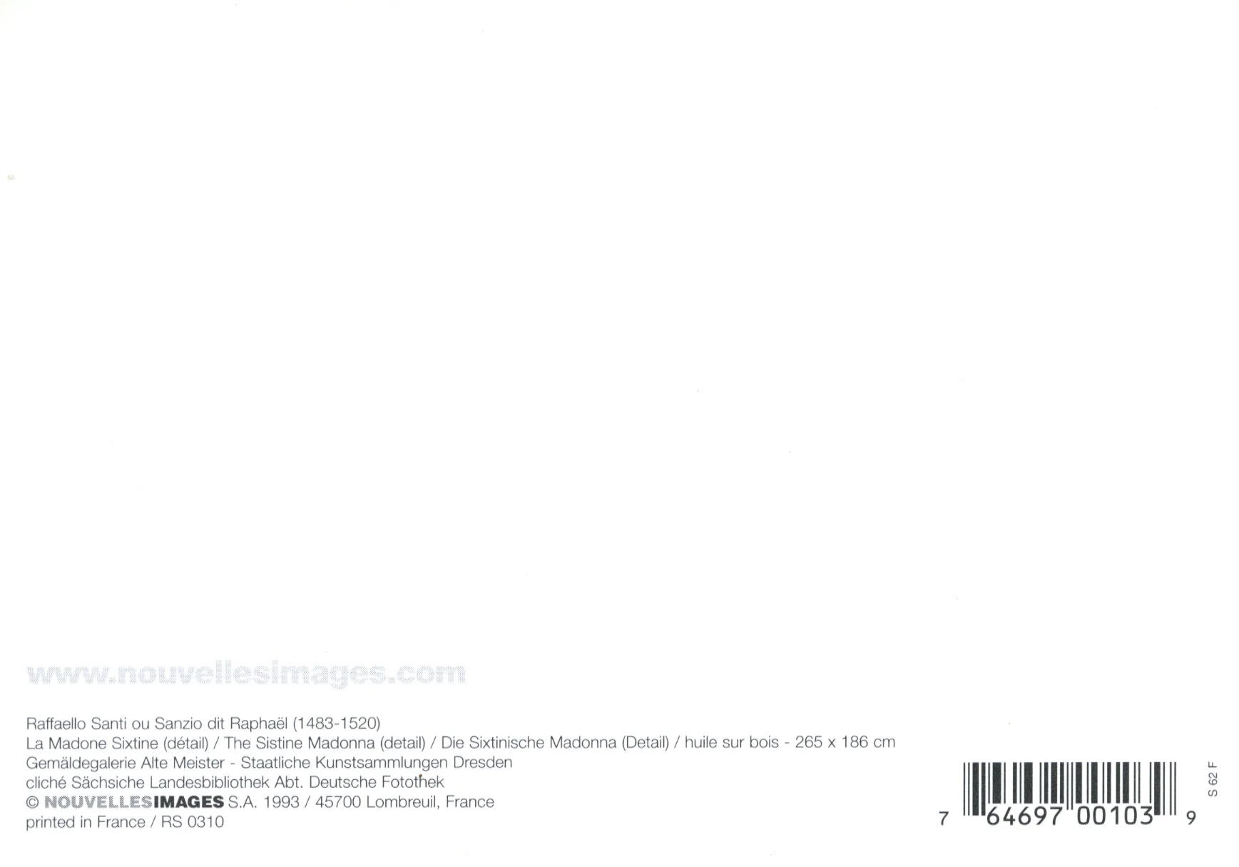 La Madone Sixtine by Raffaello Sanzio - 4 X 6 Inches (10 Postcards) - Image 2