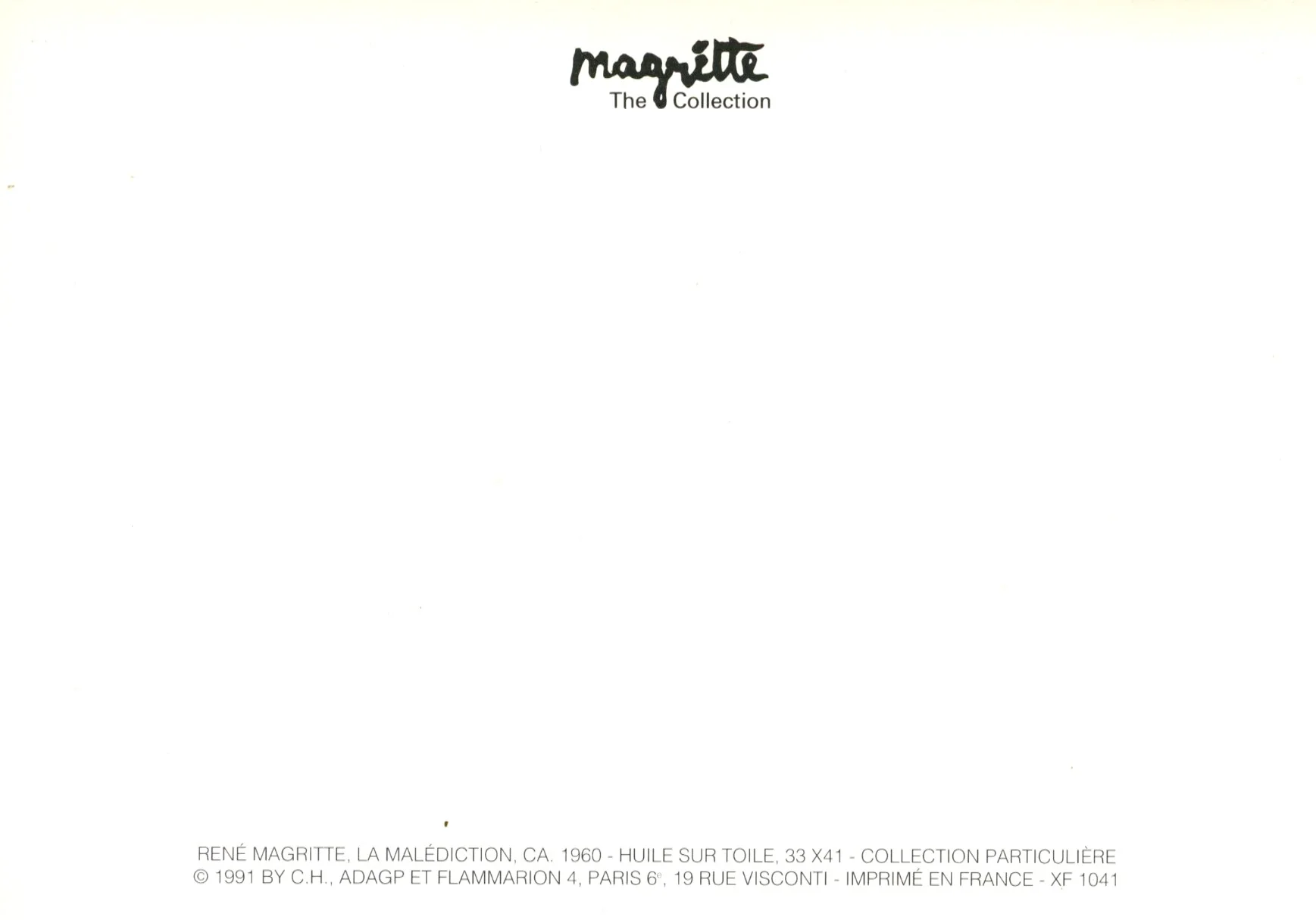La malédiction by René Magritte - 4 X 6 Inches (10 Postcards) - Image 2