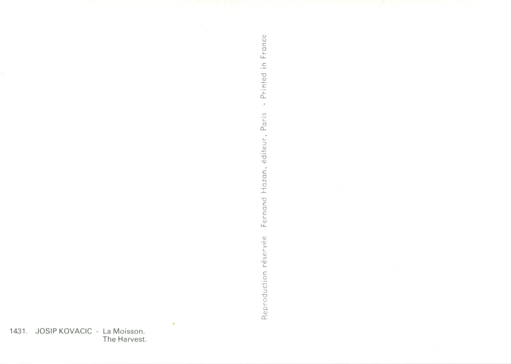 La Moisson by Josip Kovacic - 4 X 6 Inches (10 Postcards) - Image 2
