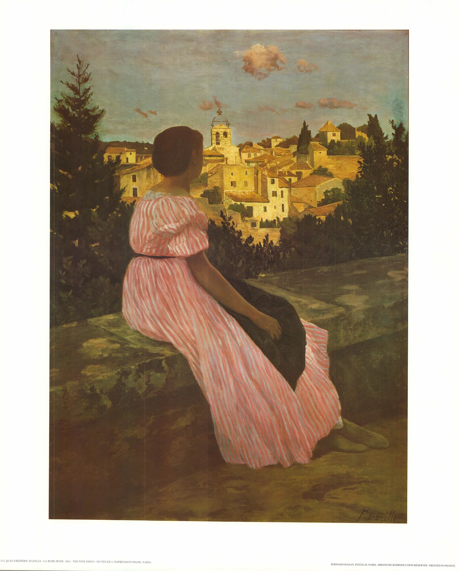 La Robe Rose by Jean-Frederic Bazille - 22 X 27 Inches (Offset Lithograph)