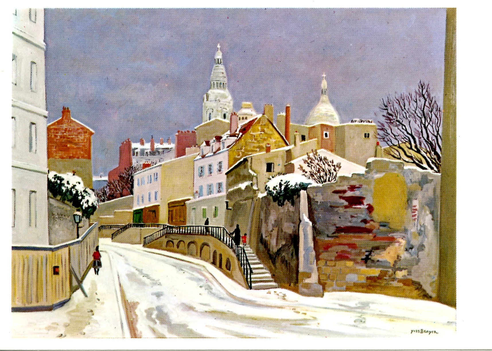 La Rue Saint-Vincent sous la Neige by Yves Brayer - 4 X 6 Inches (10 Postcards)
