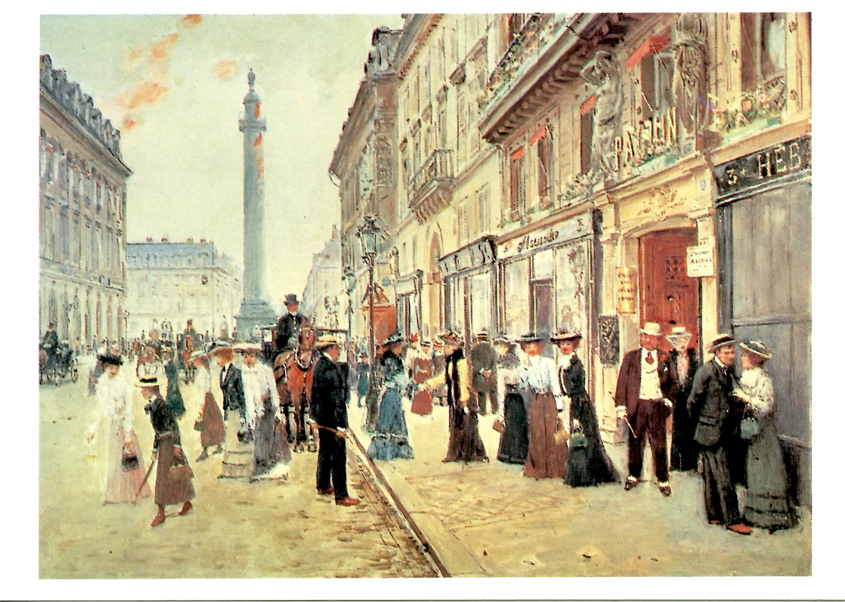 La Sortie des Ouvrières de la Maison Paquin, Rue de la Paix by Jean Béraud - 4 X 6 Inches (10 Postcards)