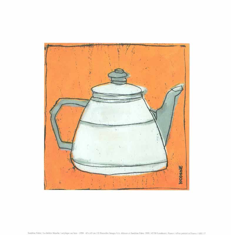 La Theiere Blanches, 1998 by Sandrine Fabre - 12 X 12 Inches (Art Print)