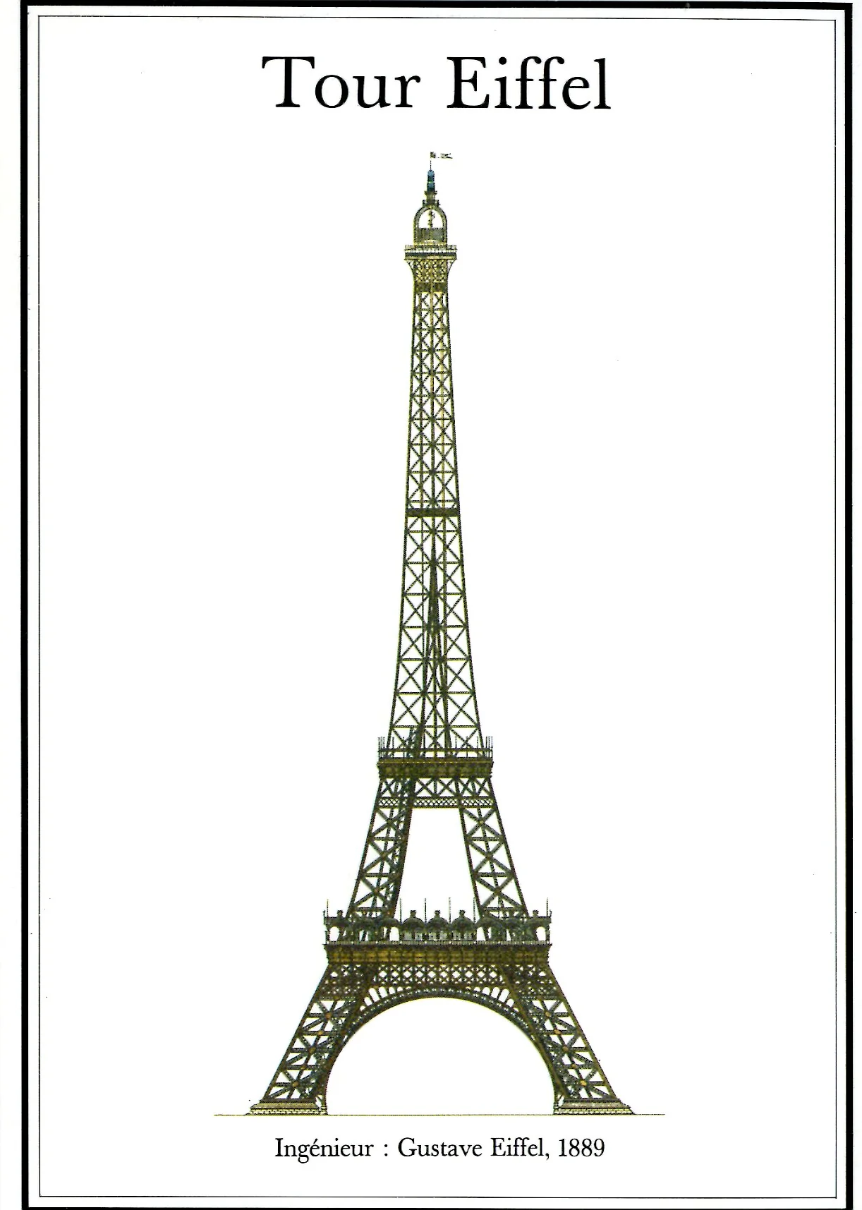 La Tour Eiffel by Gustave Eiffel - 4 X 6 Inches (10 Postcards)