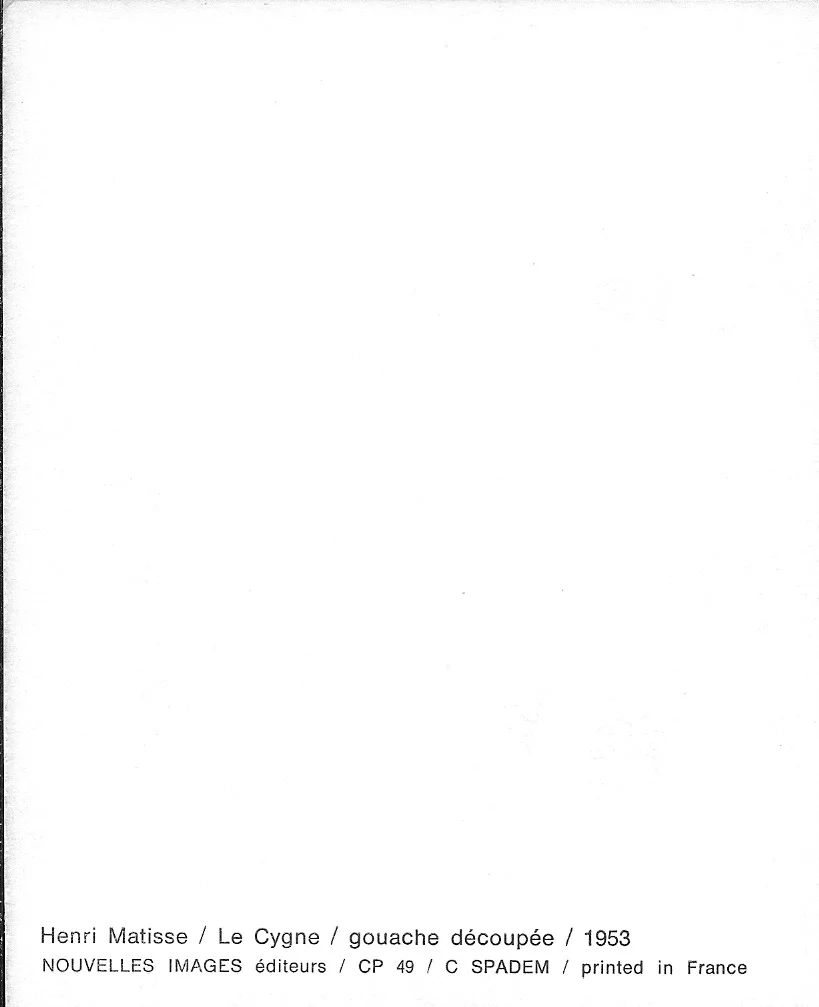 Le Cygne, 1953 by Henri Matisse - 4 X 6 Inches (10 Postcards) - Image 2