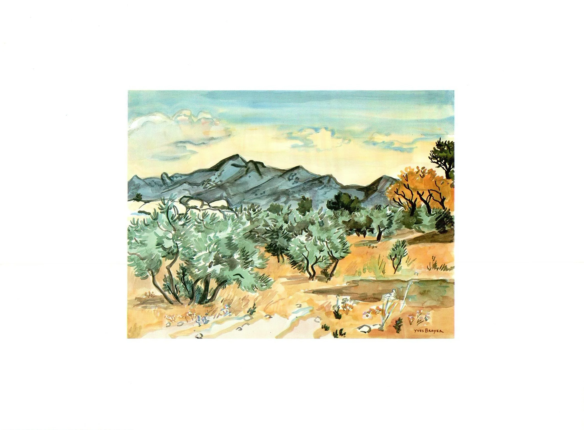Les Alpilles a Contre-Jour by Yves Brayer - 12 X 16 Inches (Art Print)
