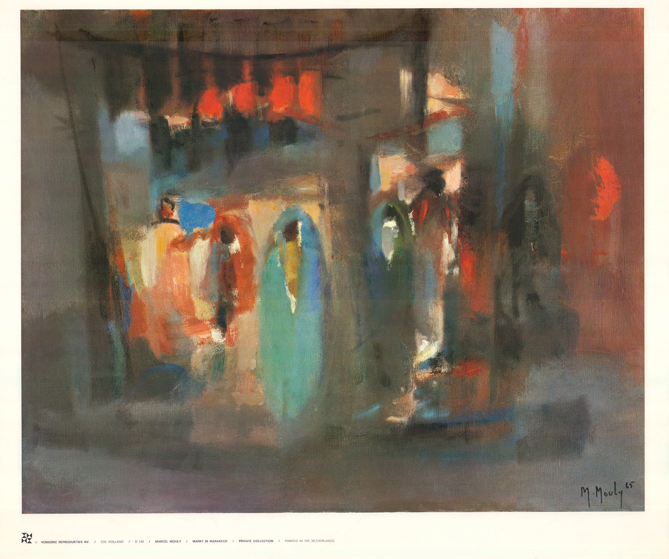Markt in Marakech 1965 by Marcel Mouly - 27 X 32 Inches (Offset Fine Art)