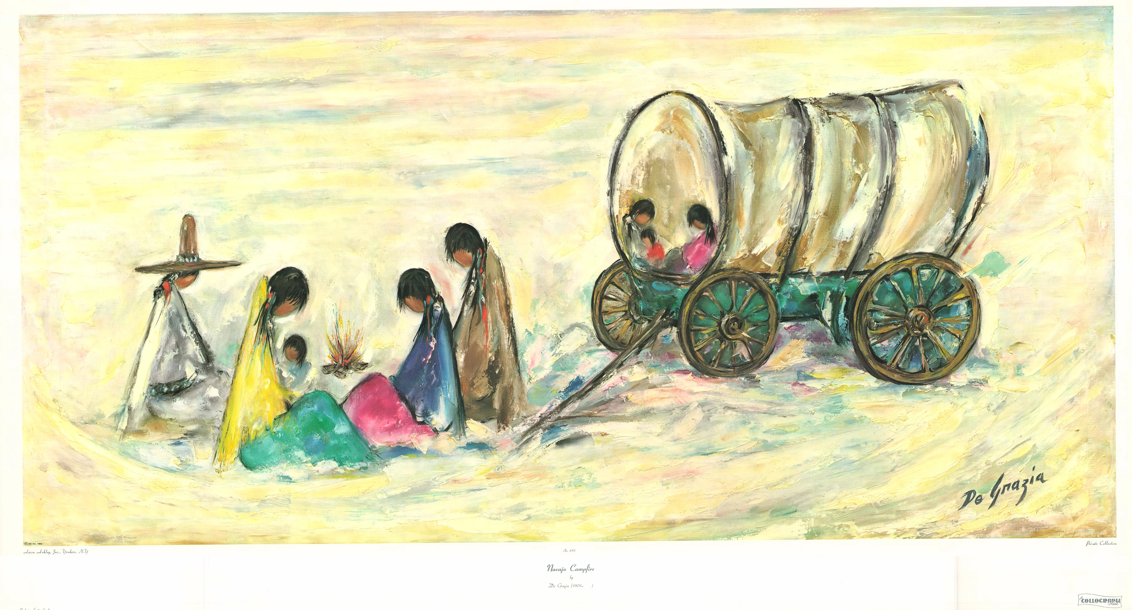 Navajo Campfire by Ettore De Grazia - 28 X 50 Inches (Art Print)