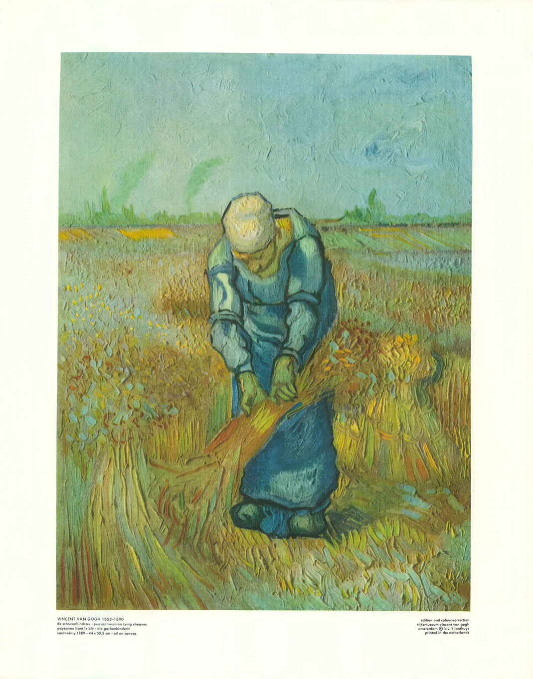 Paysanne Liant le ble 1889 by Vincent Van Gogh - 16 X 20 Inches (Art Print)