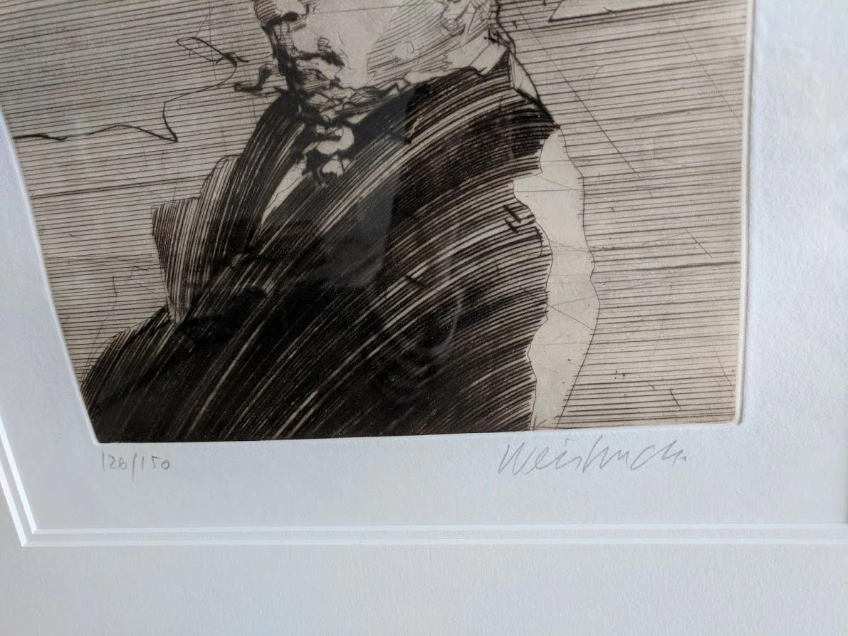Portrait de Puccini by Claude Weisbuch - 20 X 24 Inches (Framed Lithograph with Double Matte Numbered & Signed) 126/150 - Image 3