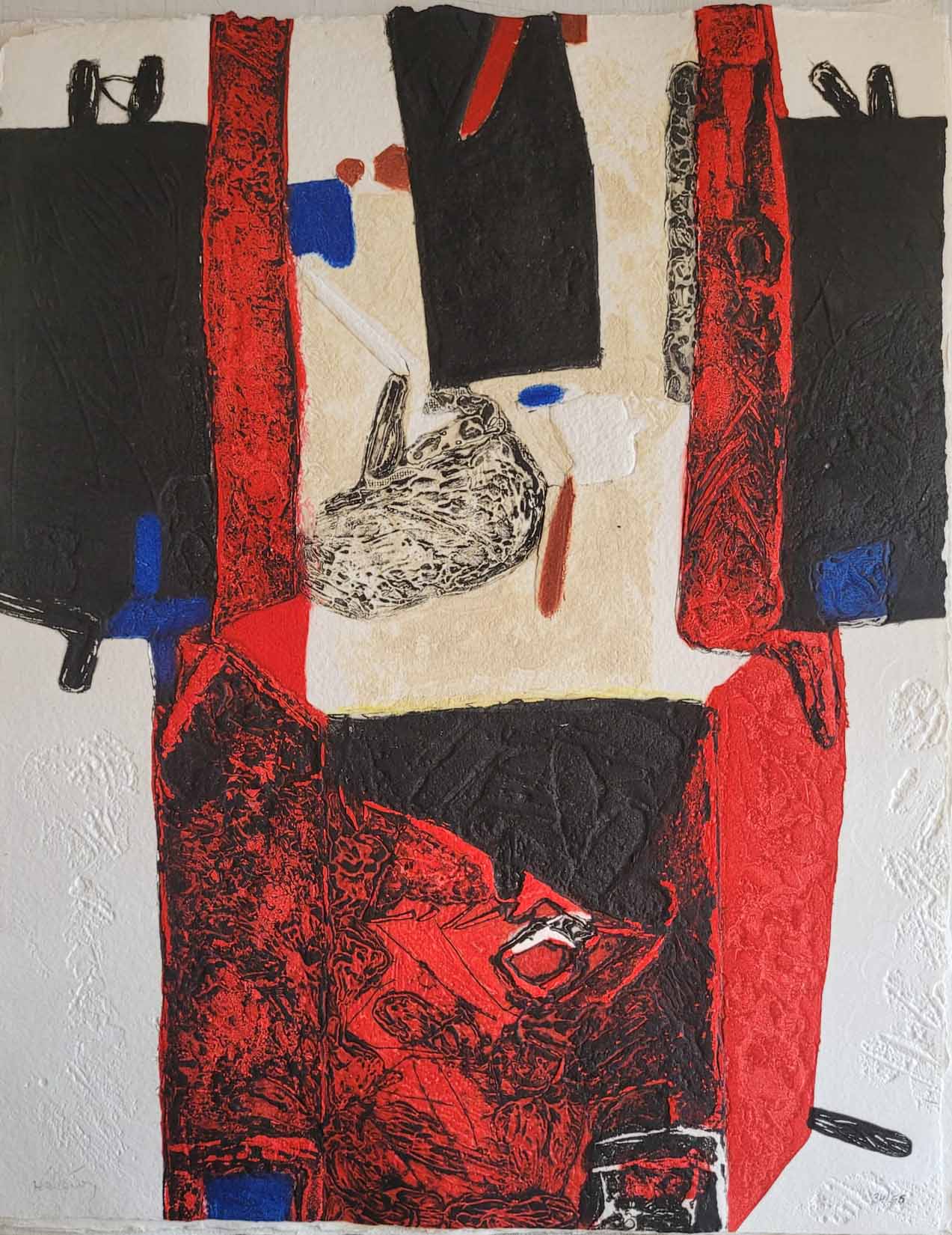 Présence II, 1985 by Serge Hélénon - 18 X 23 Inches (Carborundum Engraving Numbered & Signed) 34/95