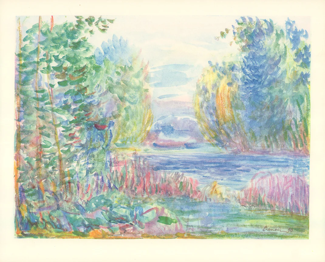 River Landscape 1890 by Renoir - 12 X 15 Inches (Art Print)